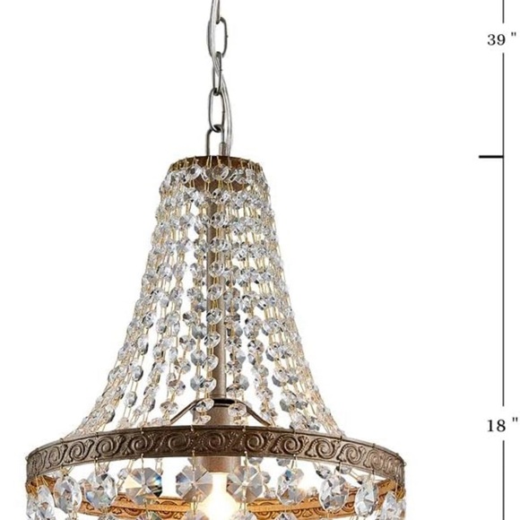 Bestier French Empire Antique Silver Finish Farmhouse Crystal Pendant Chandelier